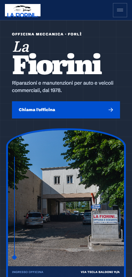Homepage mobile del progetto La Fiorini
